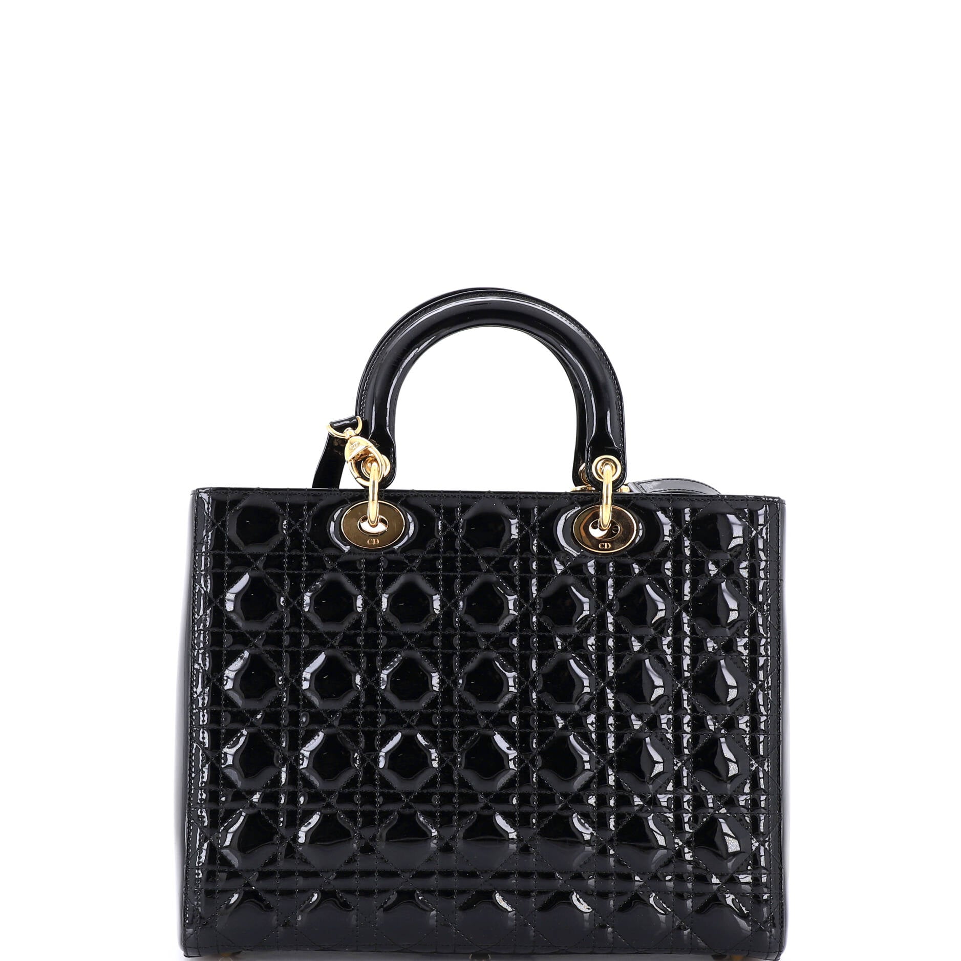 Lady Dior Bag Cannage Quilt Patent Large