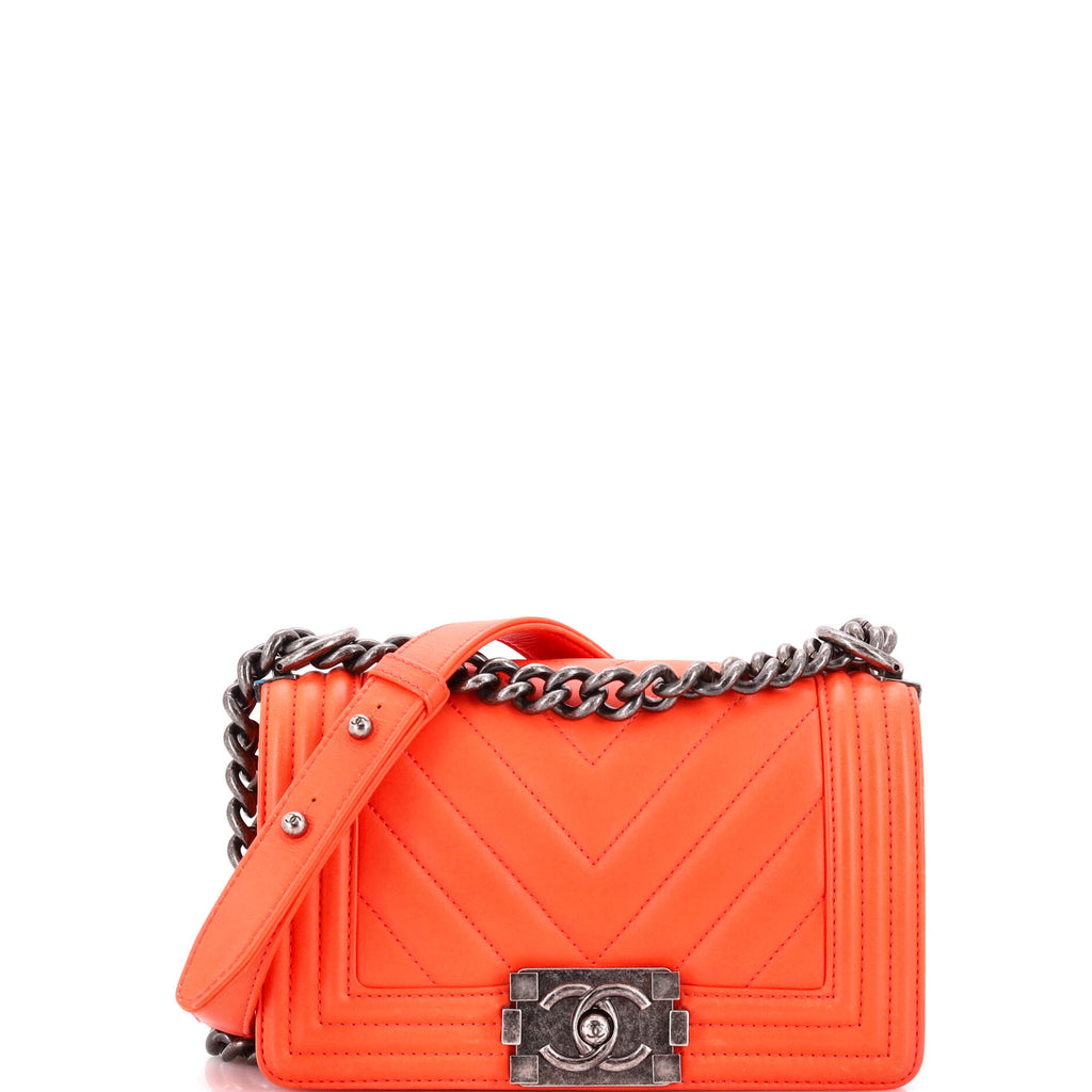 Boy Flap Bag Chevron Calfskin Small