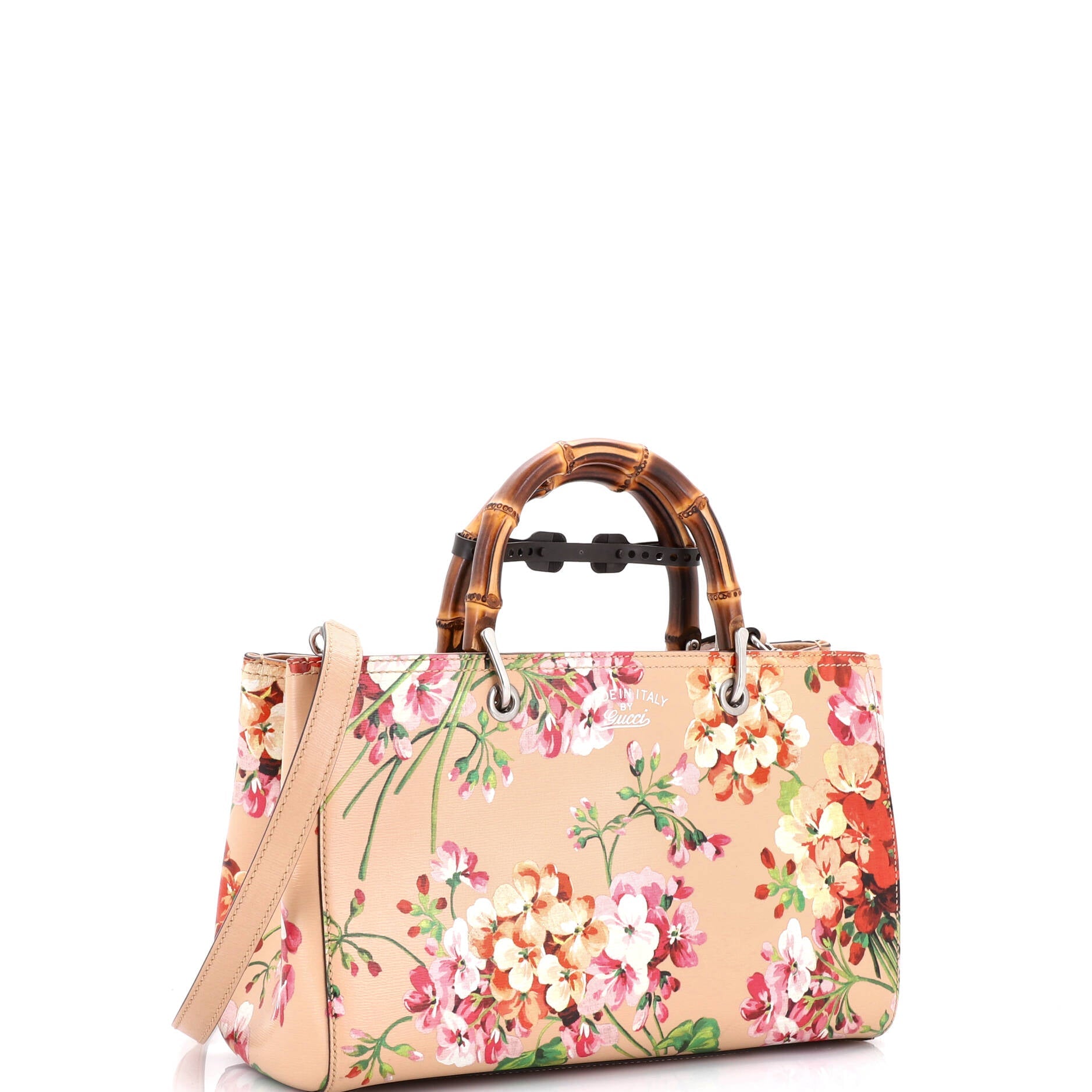 Bamboo Shopper Tote Blooms Print Leather Medium