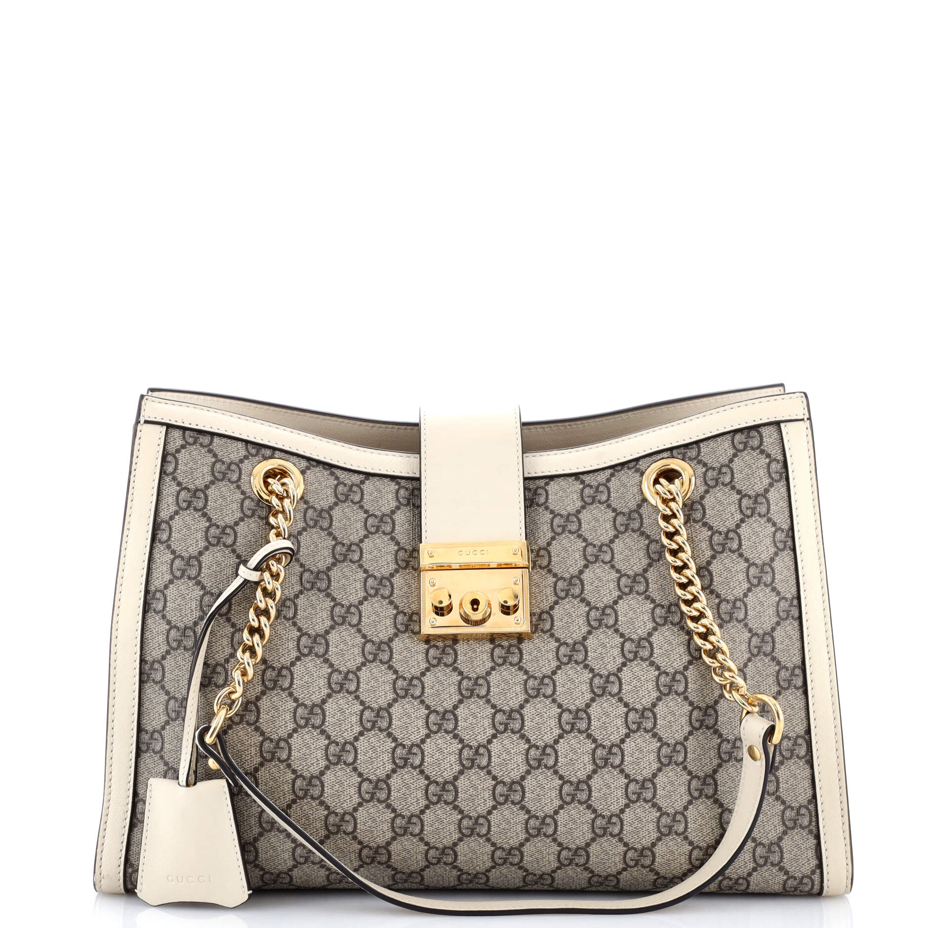Padlock Chain Tote GG Coated Canvas with Leather Medium