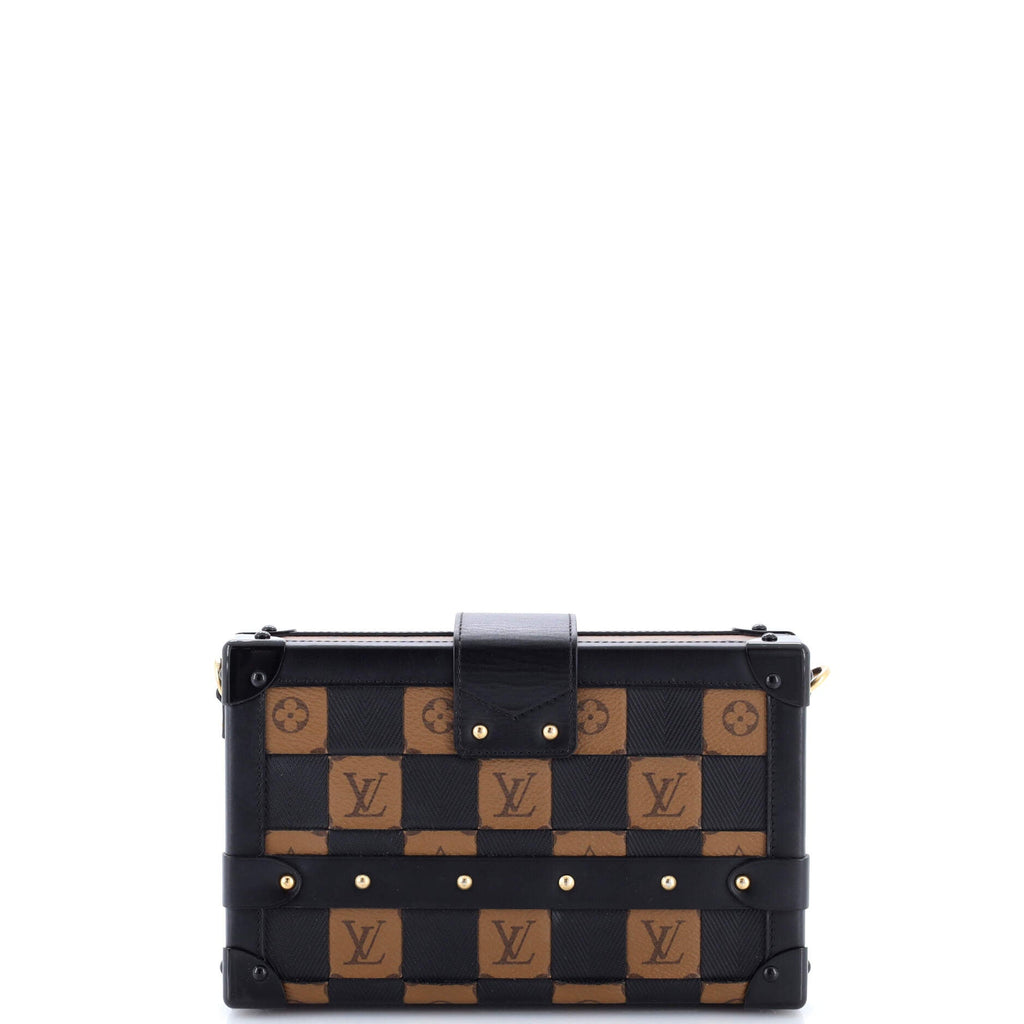 Petite Malle Handbag Damier Tressage Monogram Canvas and Leather