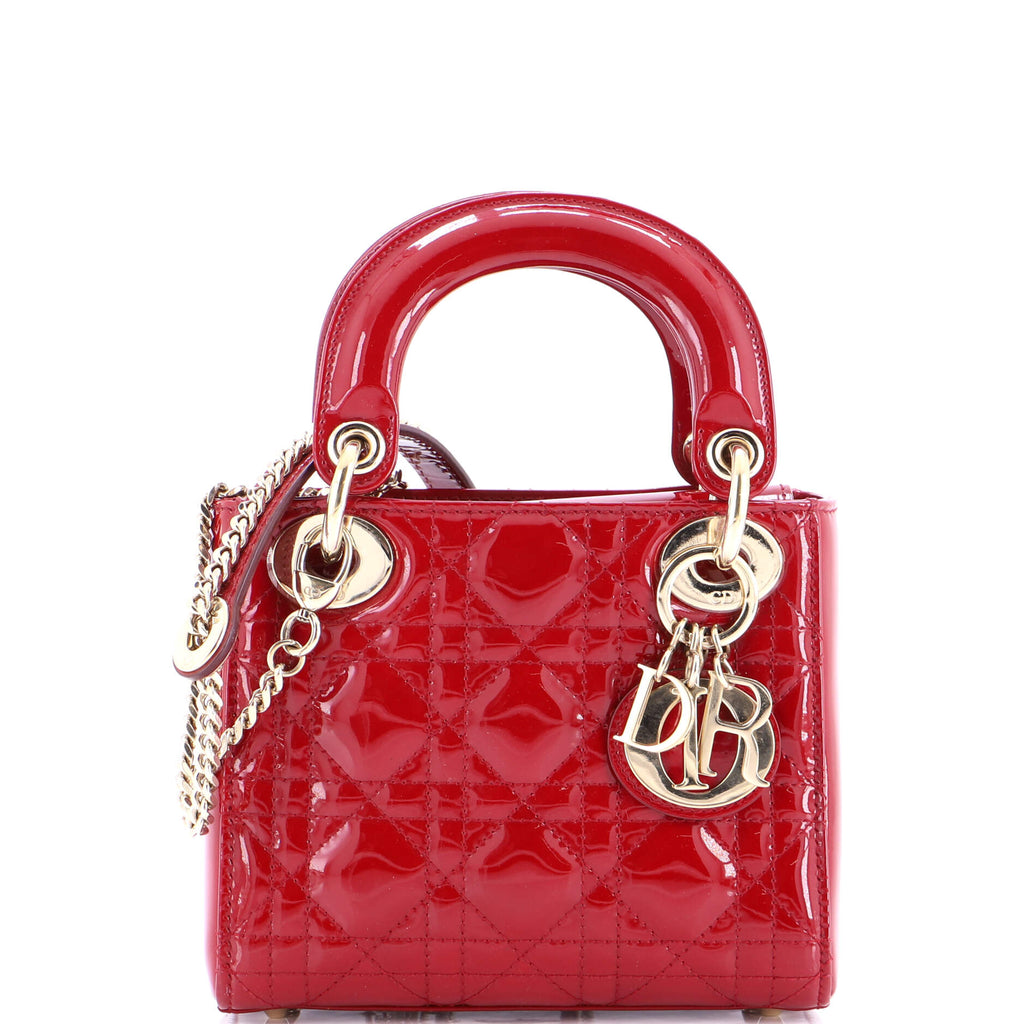 Lady Dior Chain Bag Cannage Quilt Patent Mini