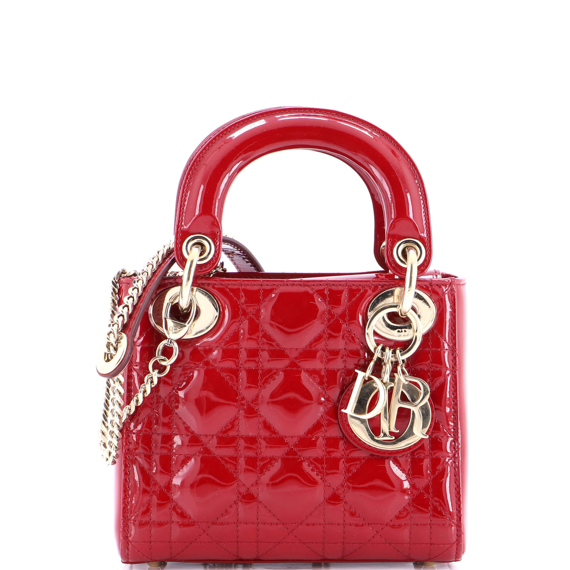 Lady Dior Chain Bag Cannage Quilt Patent Mini