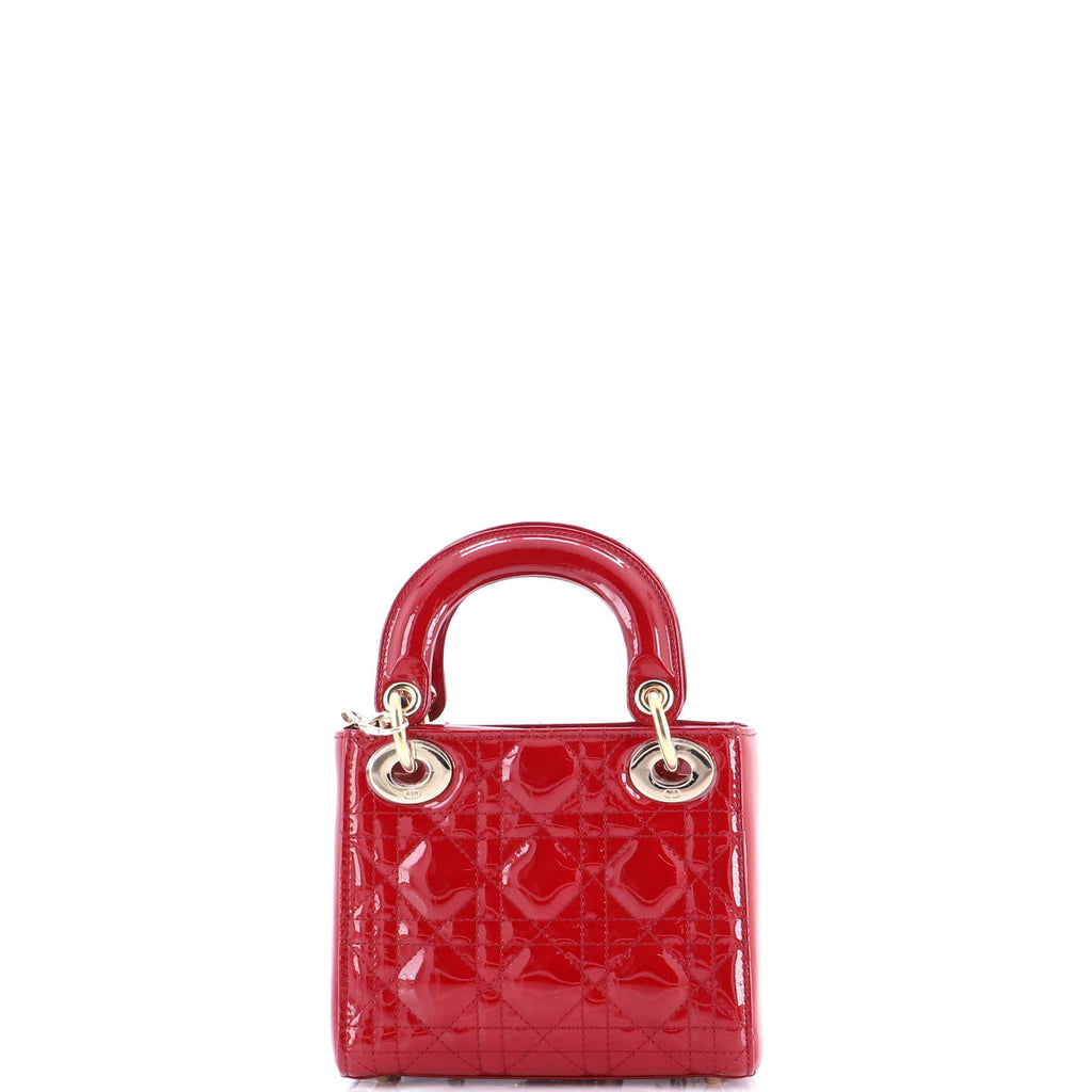 Lady Dior Chain Bag Cannage Quilt Patent Mini