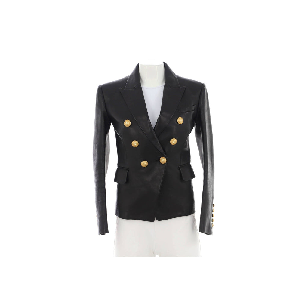 Women's Double Breasted Blazer Leather