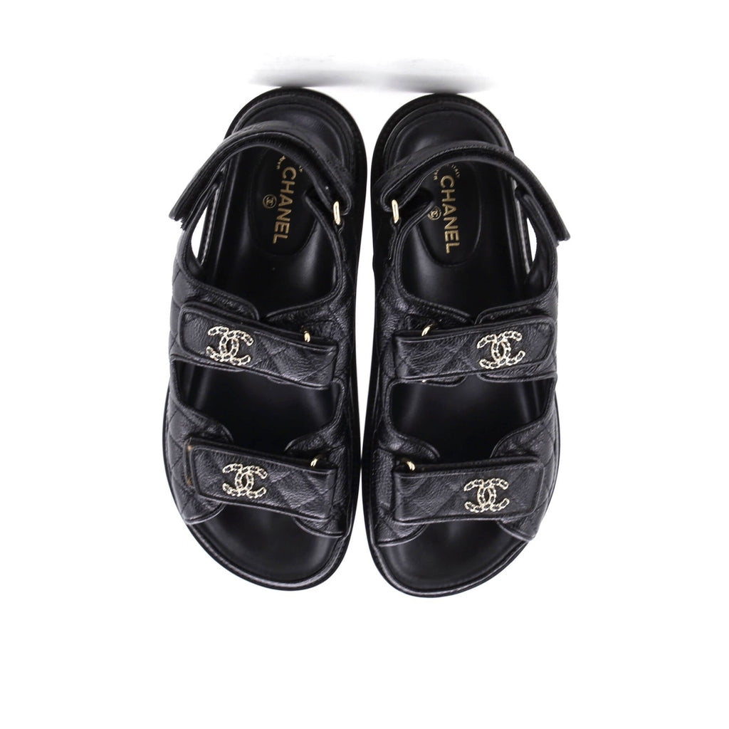 Women's Velcro Dad Sandals Quilted Leather