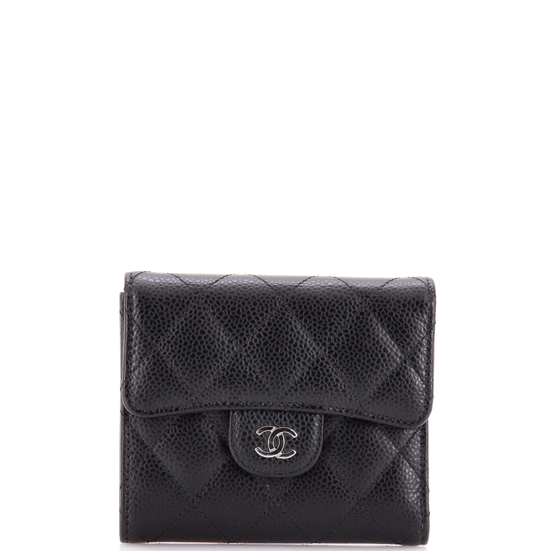 CC Compact Classic Flap Wallet Quilted Caviar