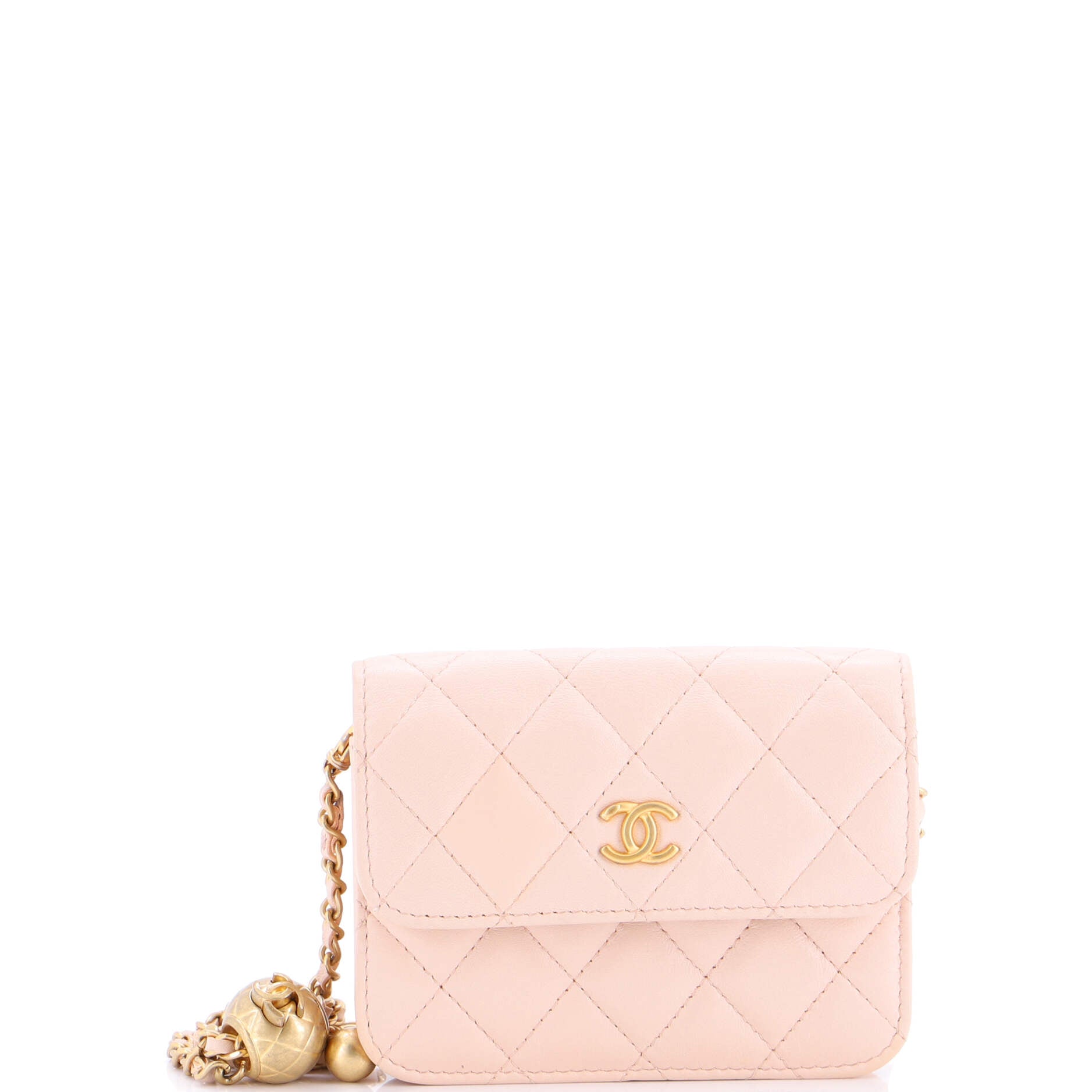 Pearl Crush Flap Clutch with Chain Quilted Lambskin Mini