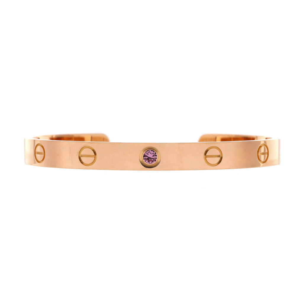 Love Cuff Bracelet 18K Rose Gold with Pink Sapphire