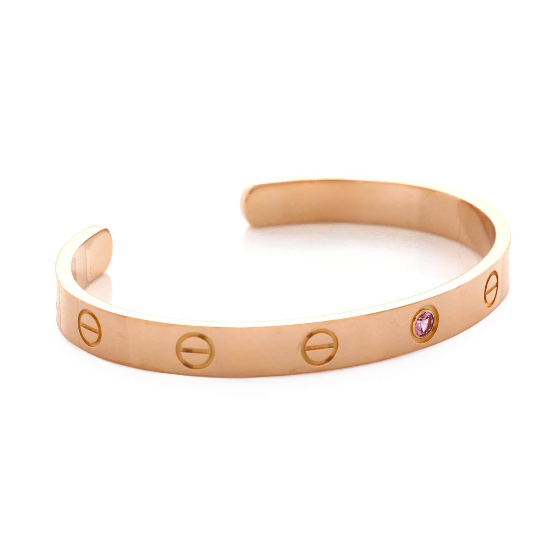 Love Cuff Bracelet 18K Rose Gold with Pink Sapphire