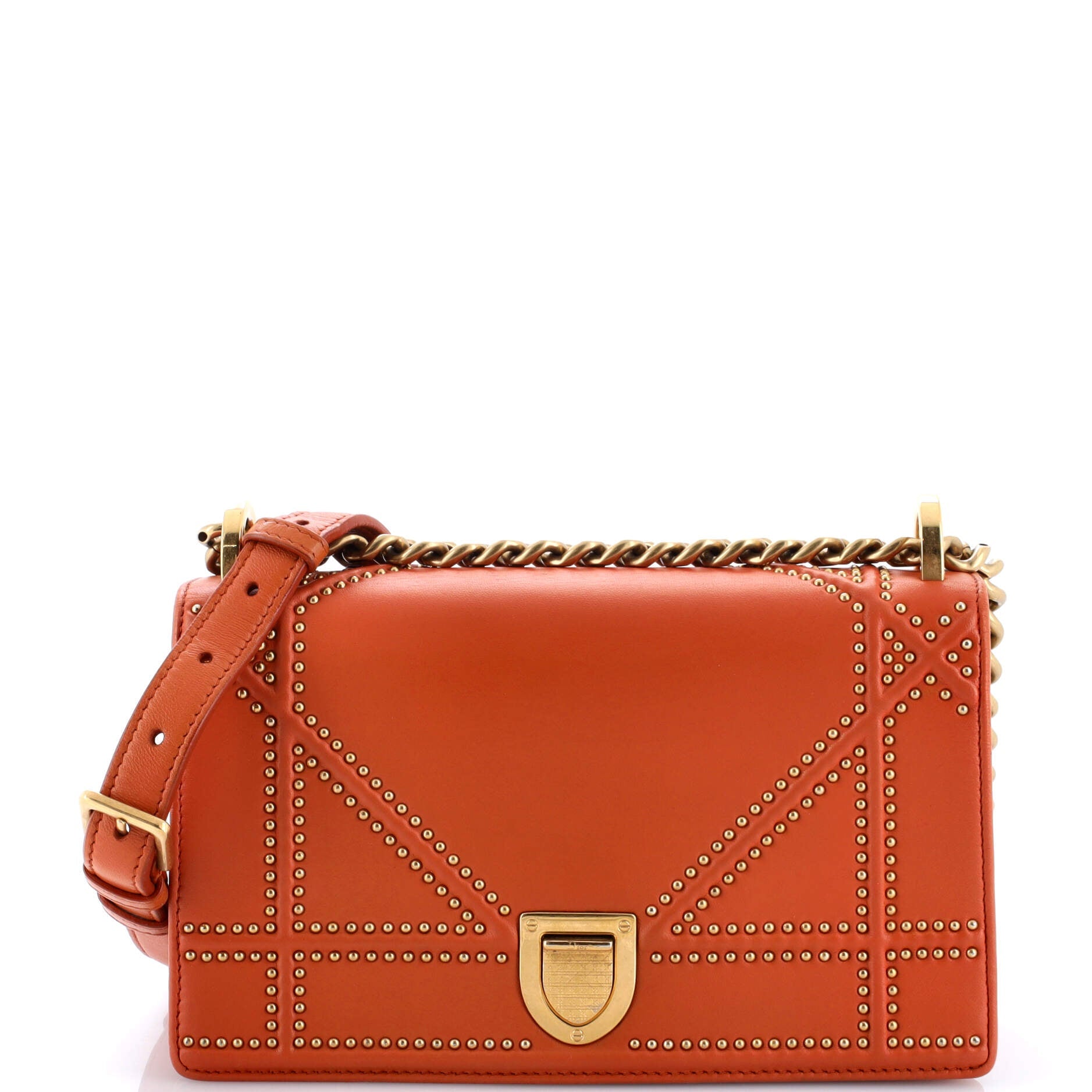 Diorama Flap Bag Studded Leather Small