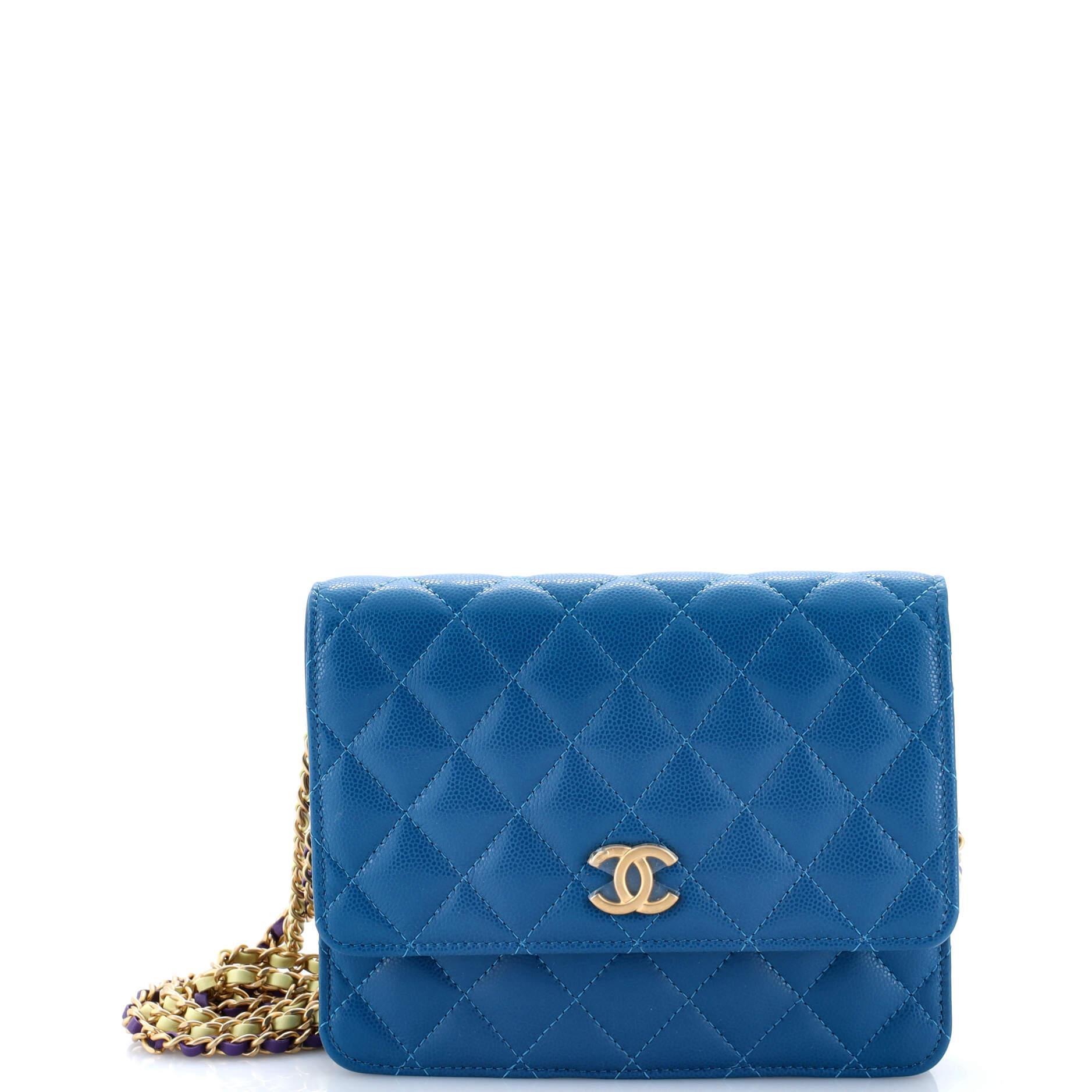 Square Wallet on Double Chain Quilted Caviar