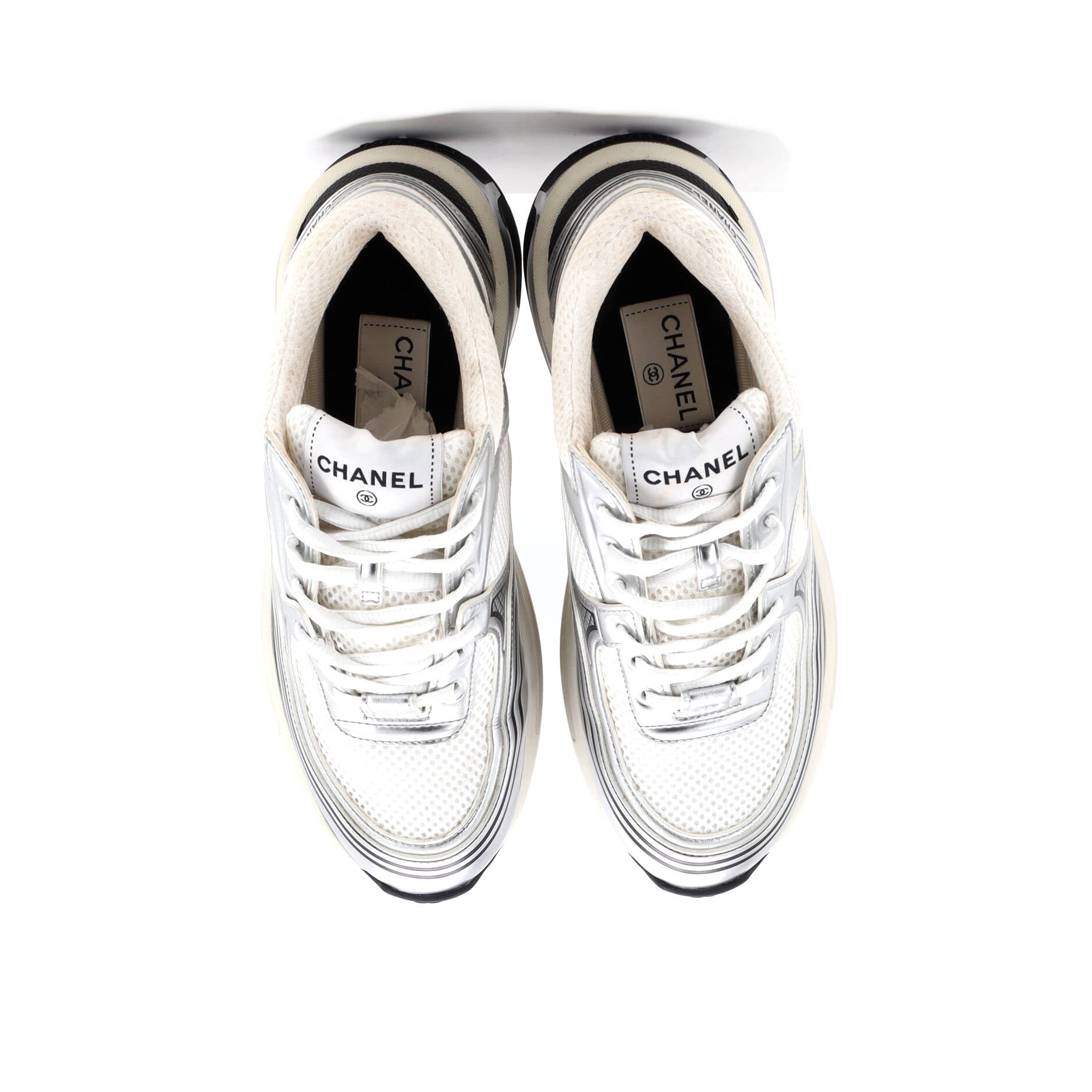 Women's CC Low-Top Sneakers Mesh and Laminated Leather