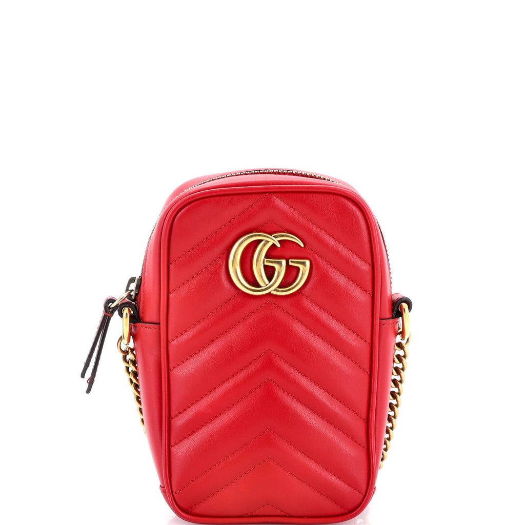 GG Marmont Vertical Phone Crossbody Bag Matelasse Leather Mini