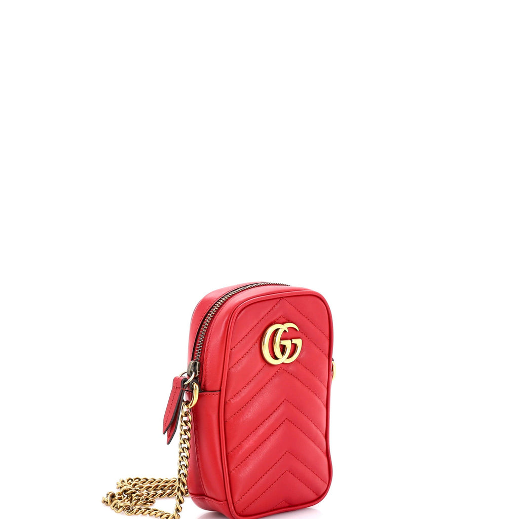 GG Marmont Vertical Phone Crossbody Bag Matelasse Leather Mini