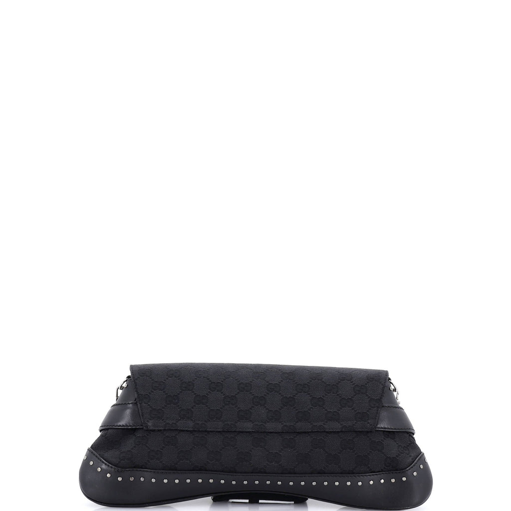 Horsebit Chain Clutch GG Canvas with Studded Leather Large