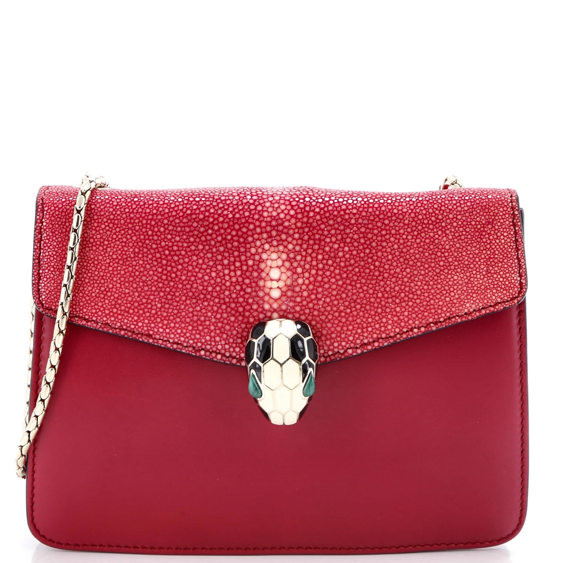 Serpenti Forever Square Shoulder Bag Leather and Stingray Small