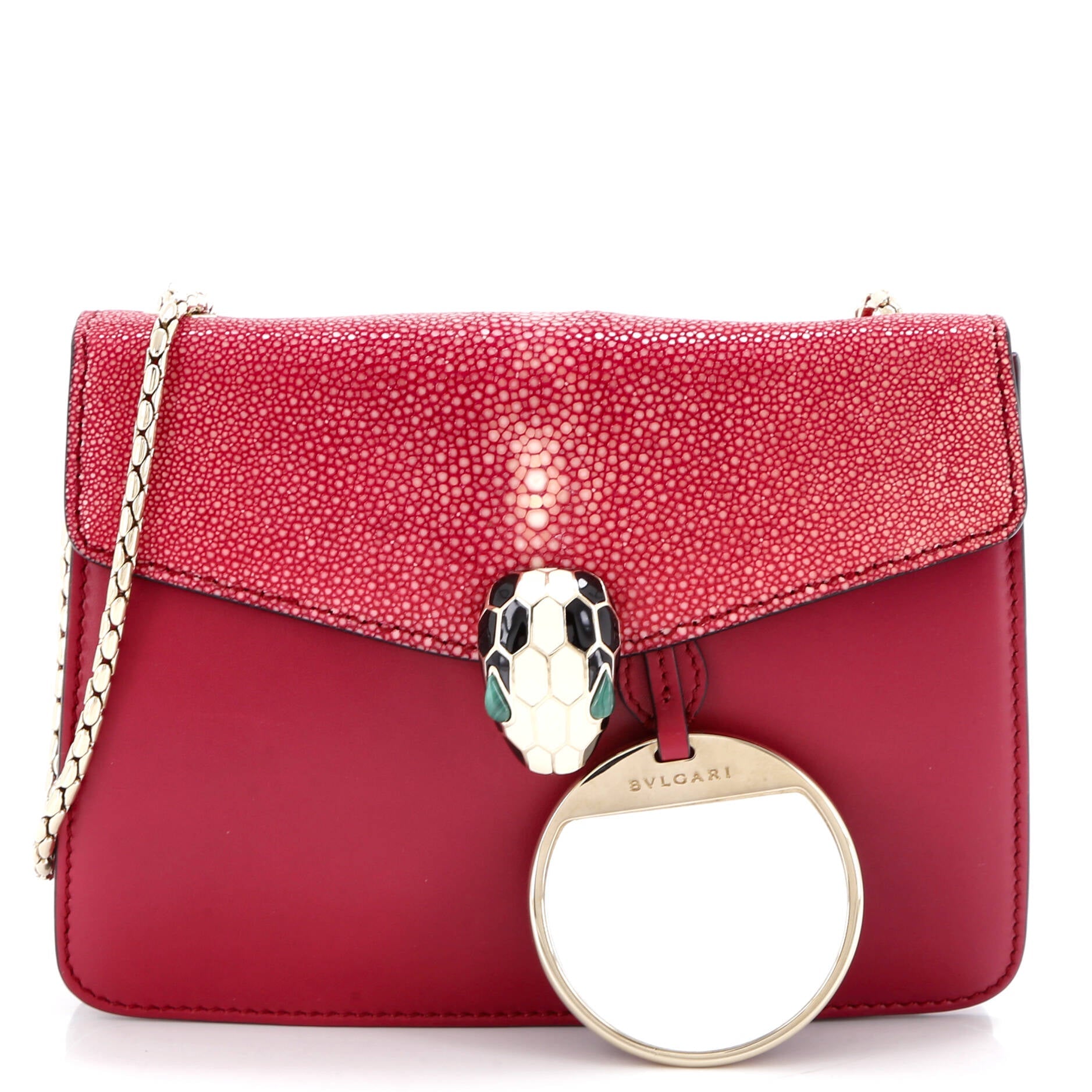 Serpenti Forever Square Shoulder Bag Leather and Stingray Small