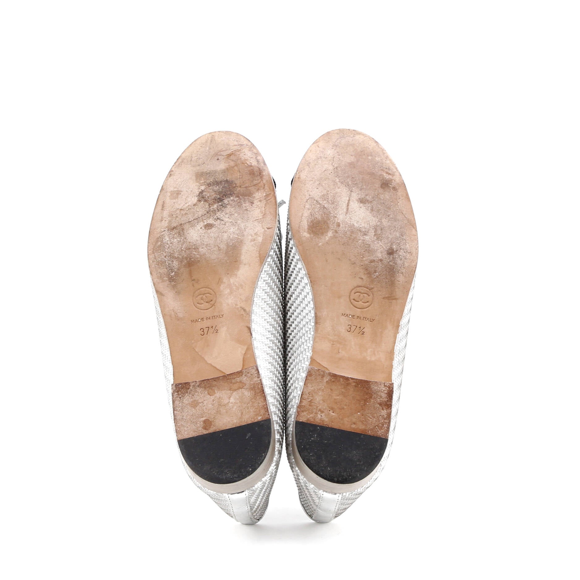 Women's CC Cap Toe Bow Ballerina Flats Woven Fabric with Grosgrain