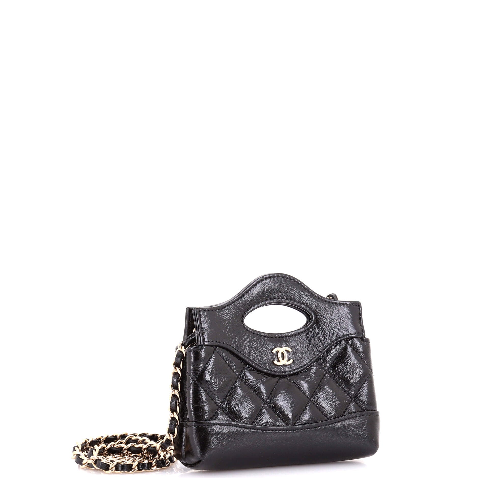 31 Shopping Bag Clutch with Chain Quilted Calfskin Nano