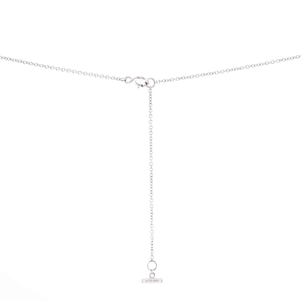 T Circle Pendant Necklace 18K White Gold with Turquoise and Diamonds Large