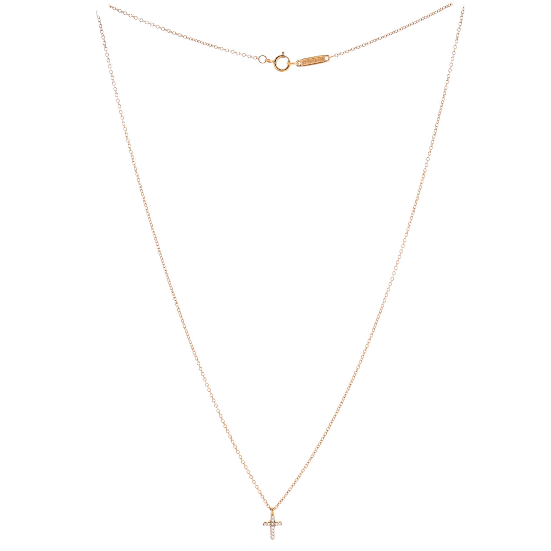 Metro Cross Pendant Necklace 18K Yellow Gold and Diamonds