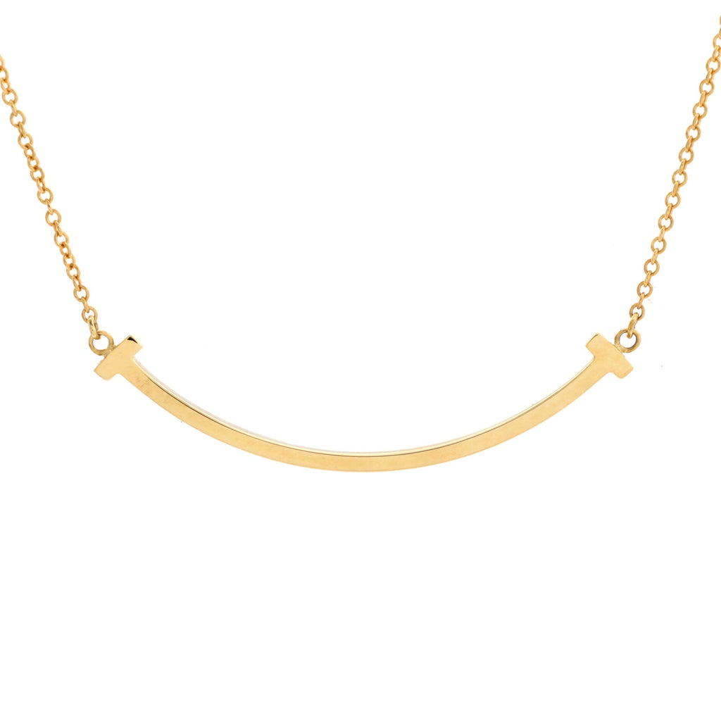 T Smile Pendant Necklace 18K Yellow Gold Small
