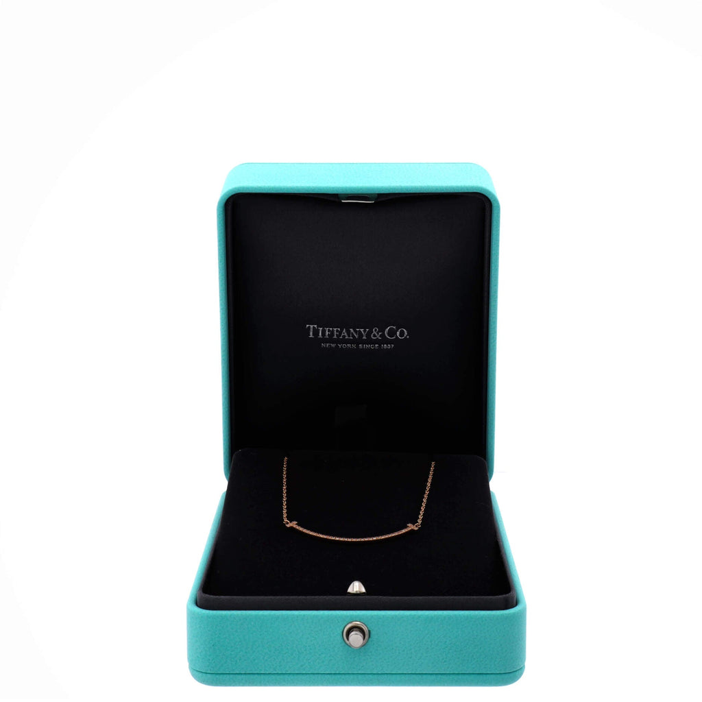 T Smile Pendant Necklace 18K Rose Gold with Diamonds Small