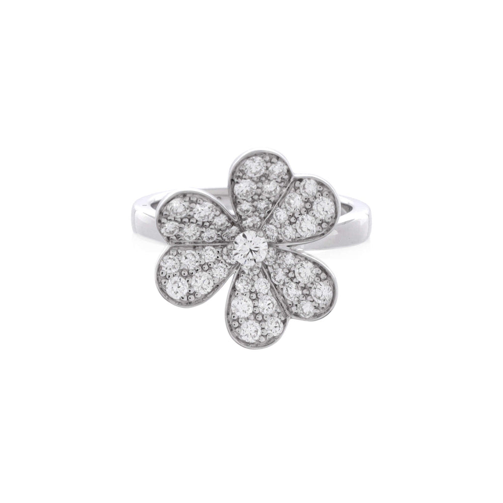 Frivole 1 Flower Ring 18K White Gold with Pave Diamonds