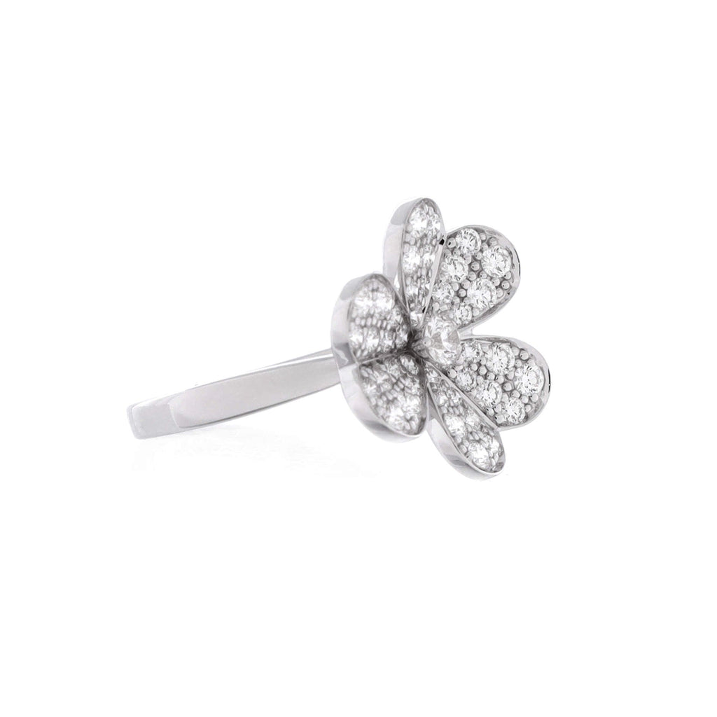 Frivole 1 Flower Ring 18K White Gold with Pave Diamonds
