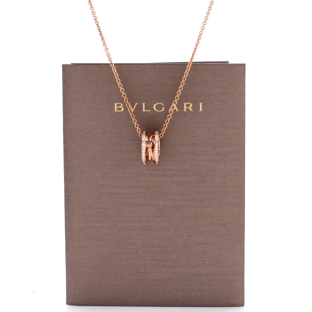 B.Zero1 Open Design Legend Zaha Hadid Pendant Necklace 18K Rose Gold with Diamonds