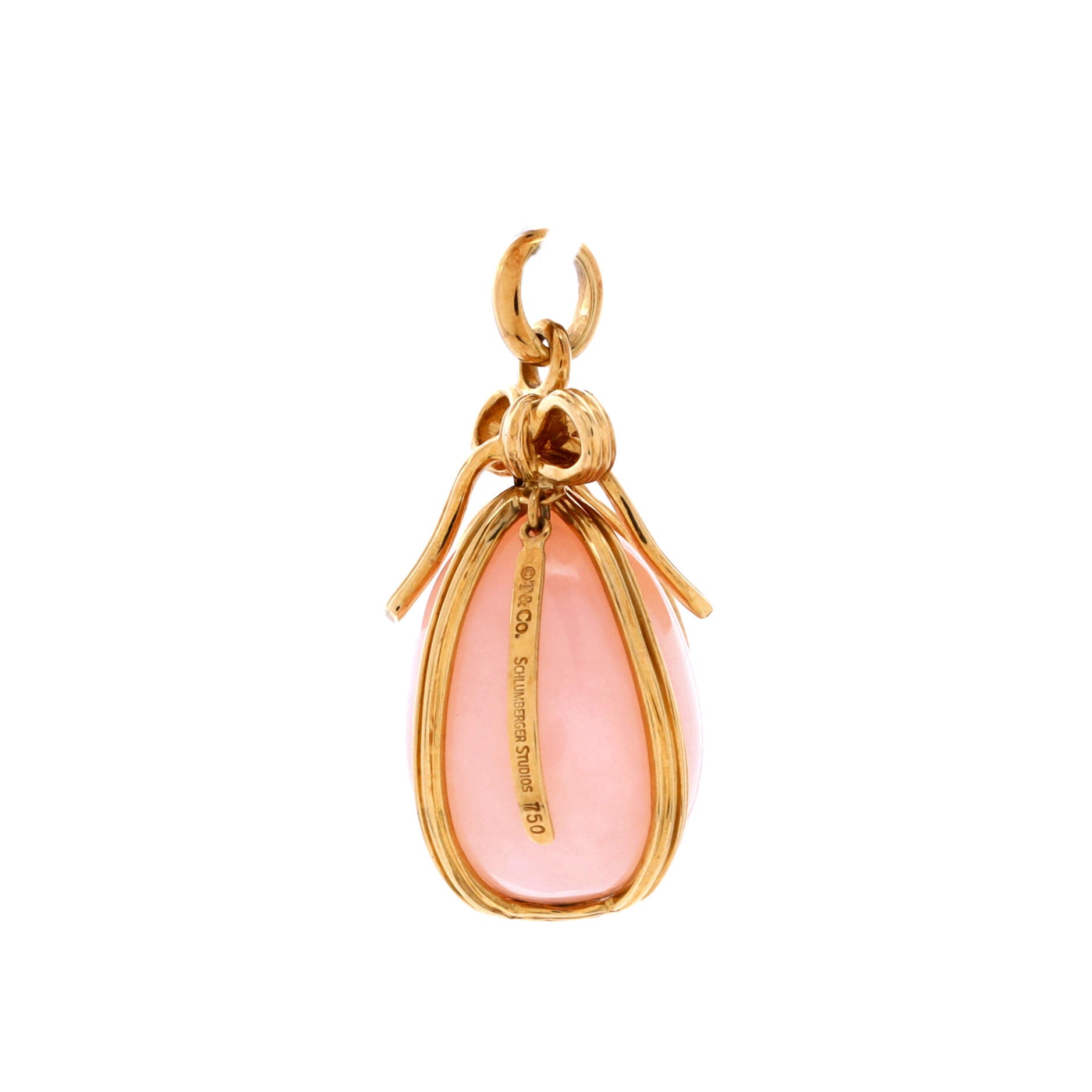 Egg Charm Pendant Pendant & Charms 18K Yellow Gold and Pink Opal