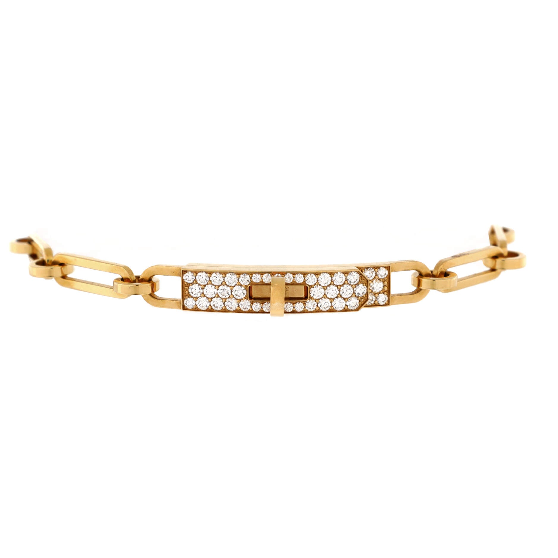 Kelly Chaine Bracelet 18K Yellow Gold and Pave Diamonds Small