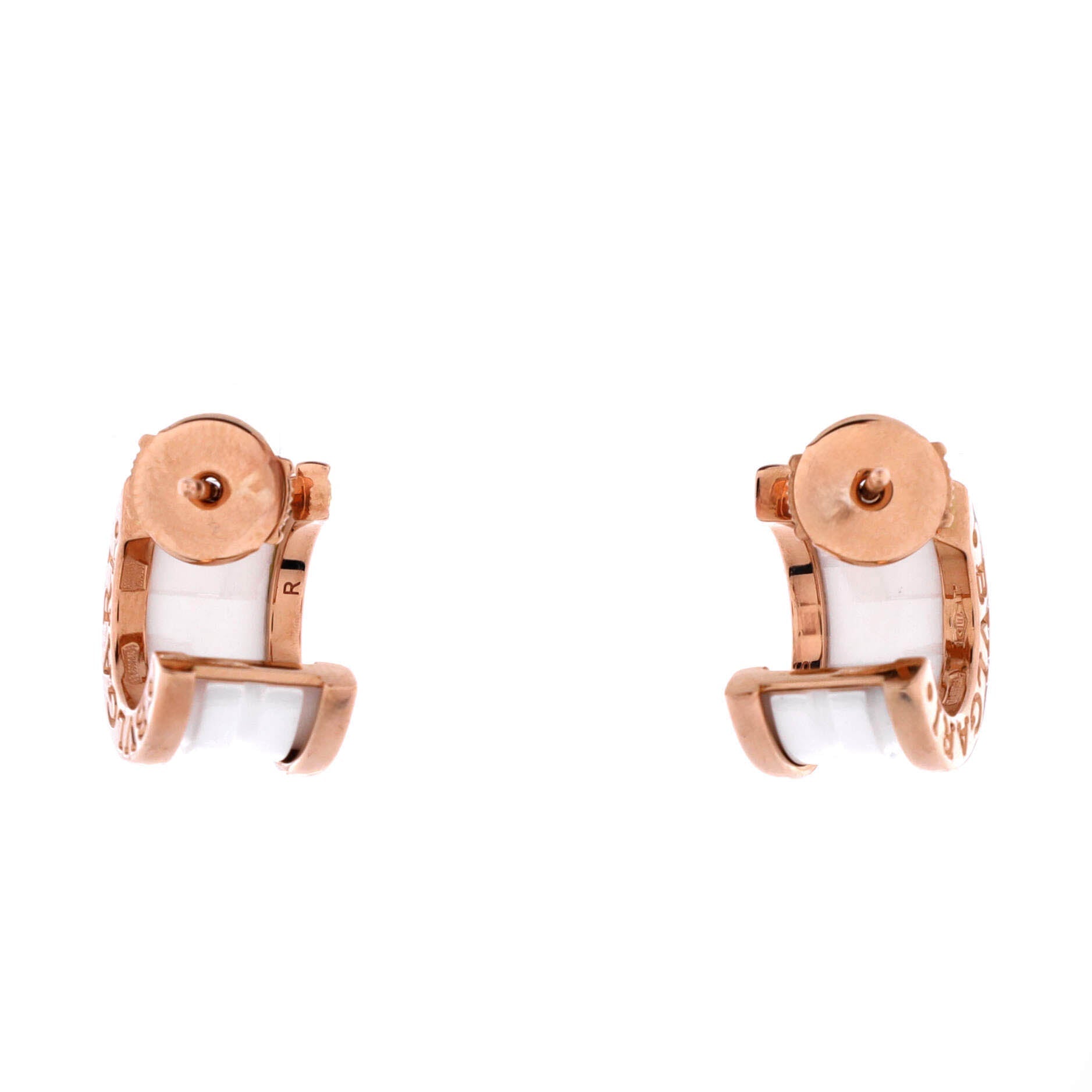 B.Zero1 Hoop Earrings 18K Rose Gold and Ceramic