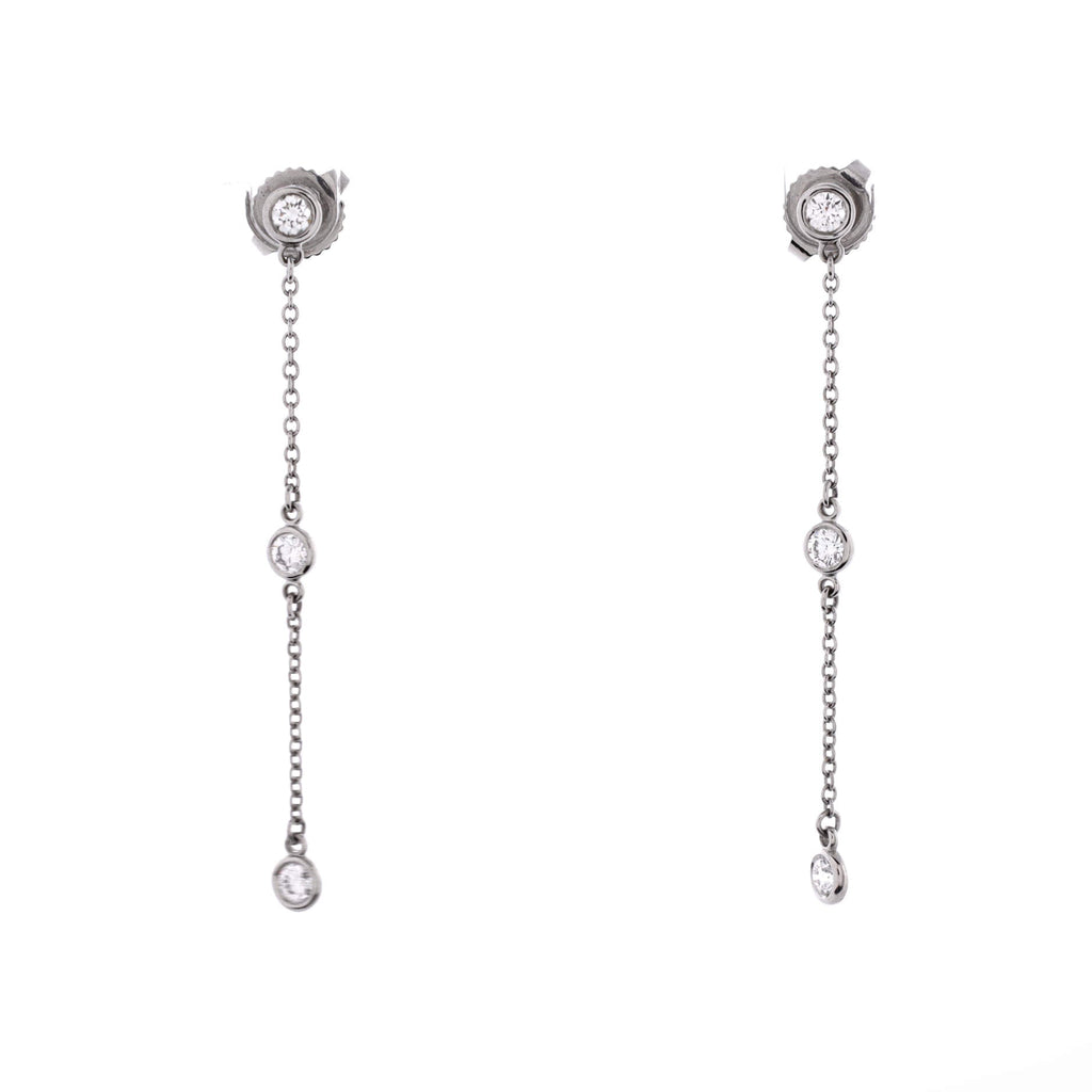 Elsa Peretti Diamonds By The Yard 3 Stone Drop Earrings Platinum with Diamonds