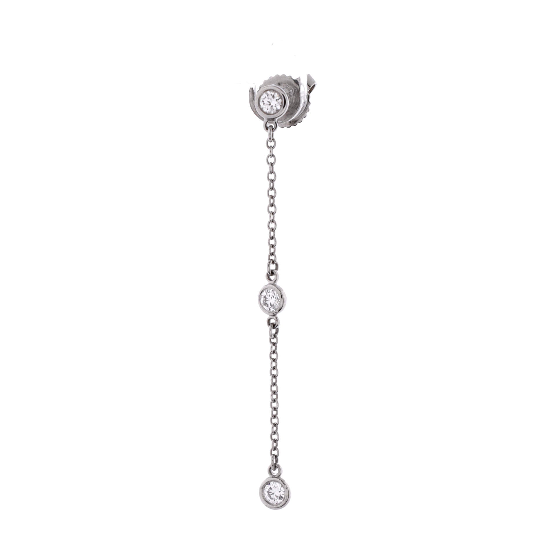 Elsa Peretti Diamonds By The Yard 3 Stone Drop Earrings Platinum with Diamonds