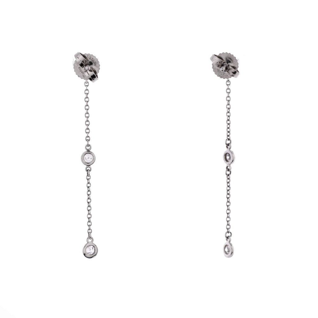 Elsa Peretti Diamonds By The Yard 3 Stone Drop Earrings Platinum with Diamonds