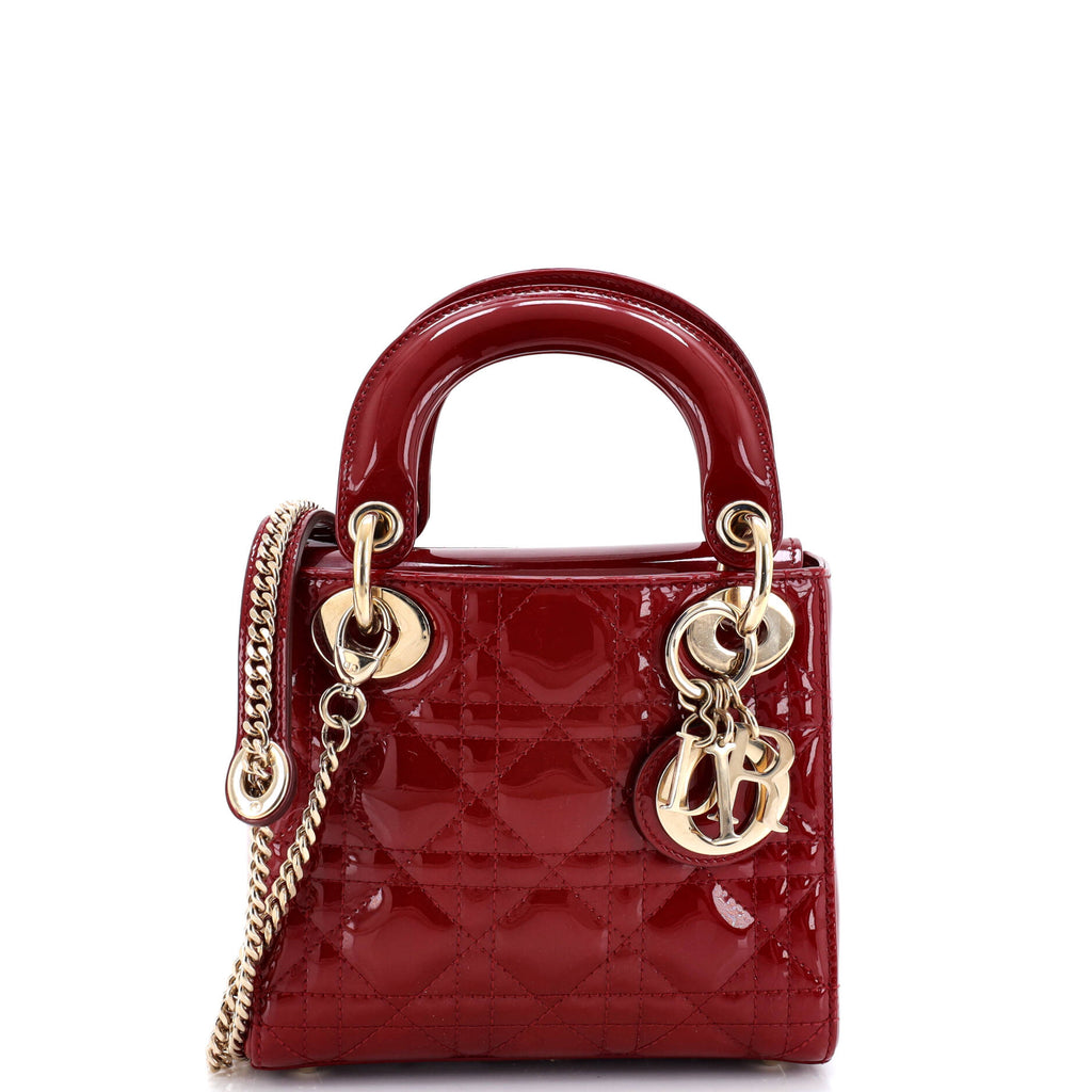 Lady Dior Chain Bag Cannage Quilt Patent Mini