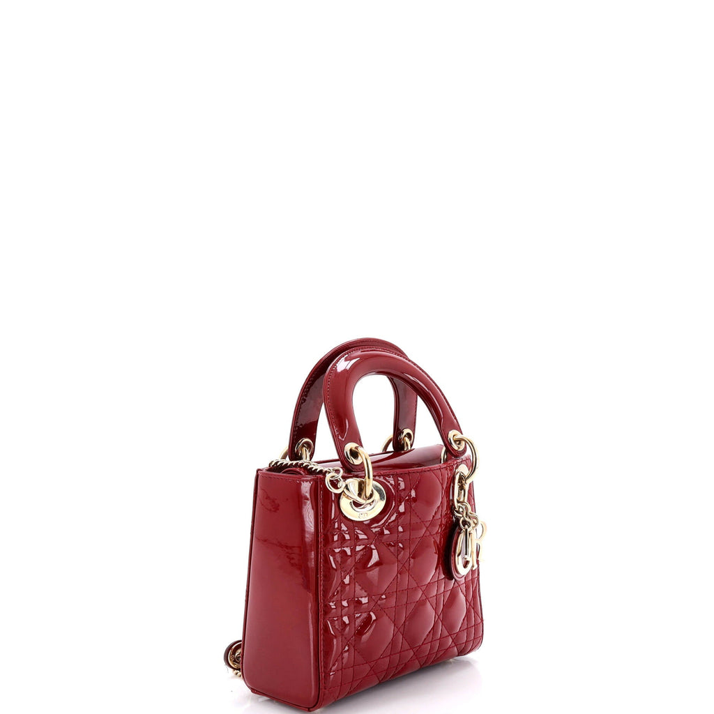 Lady Dior Chain Bag Cannage Quilt Patent Mini