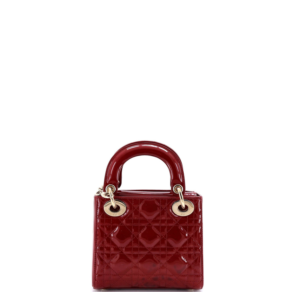 Lady Dior Chain Bag Cannage Quilt Patent Mini