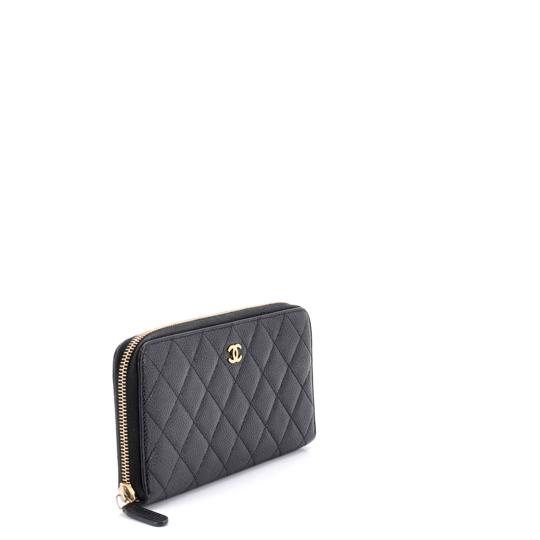 Zip Around Wallet Quilted Caviar Long