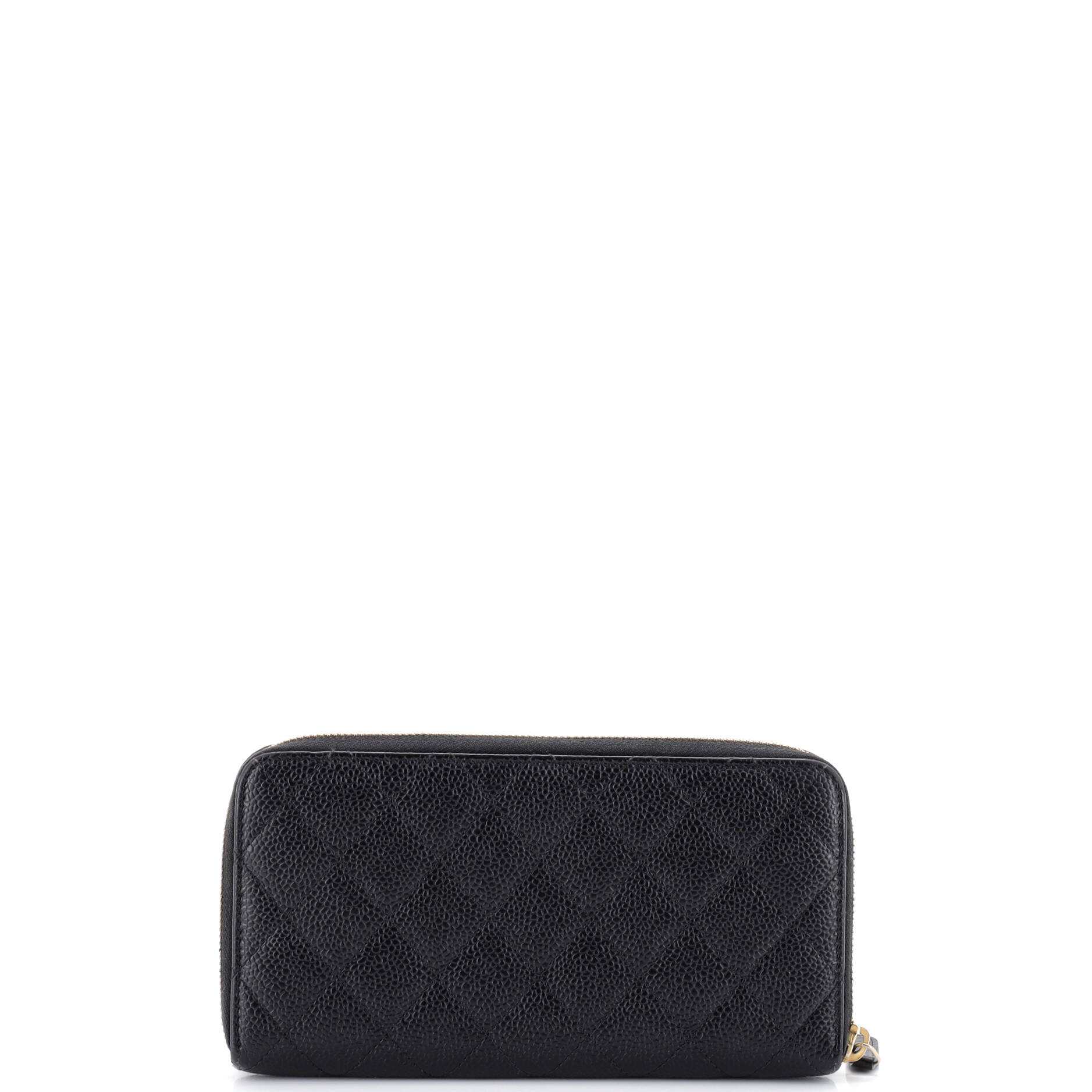 Zip Around Wallet Quilted Caviar Long