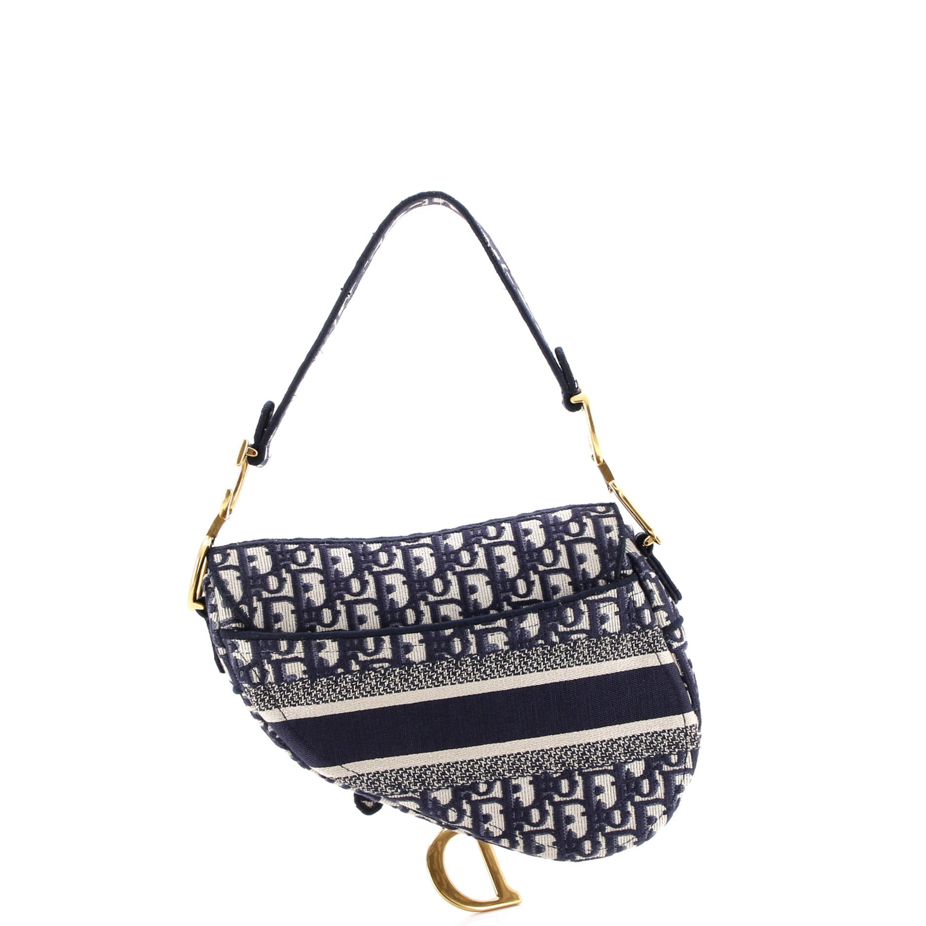 Saddle Handbag Logo Embroidered Oblique Canvas Medium