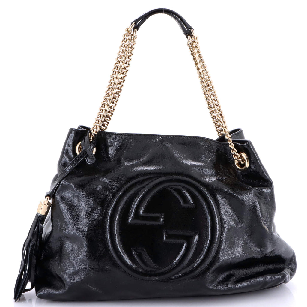Soho Chain Strap Shoulder Bag Patent Medium