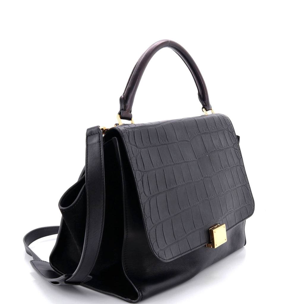 Trapeze Bag Crocodile Embossed Leather Medium