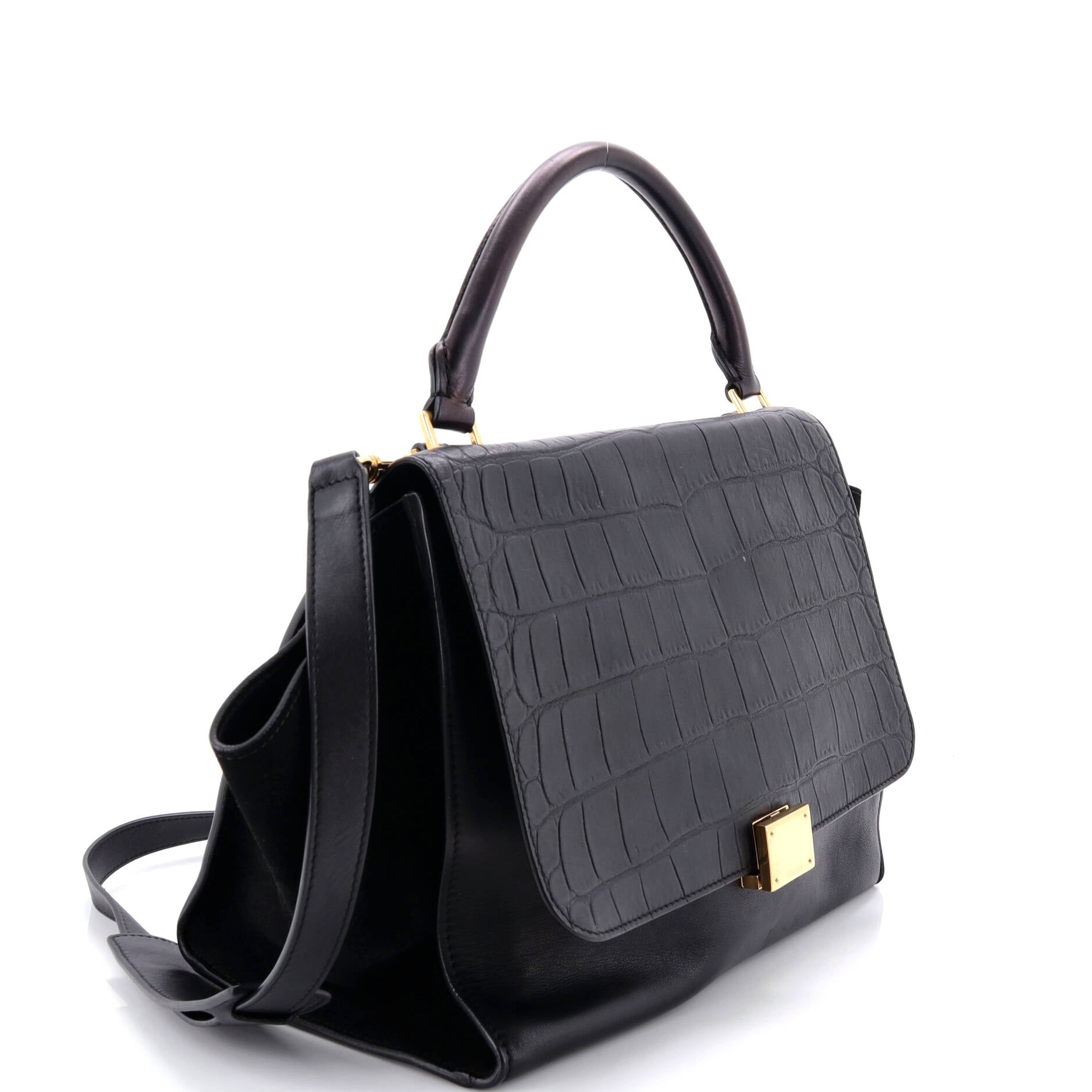 Trapeze Bag Crocodile Embossed Leather Medium