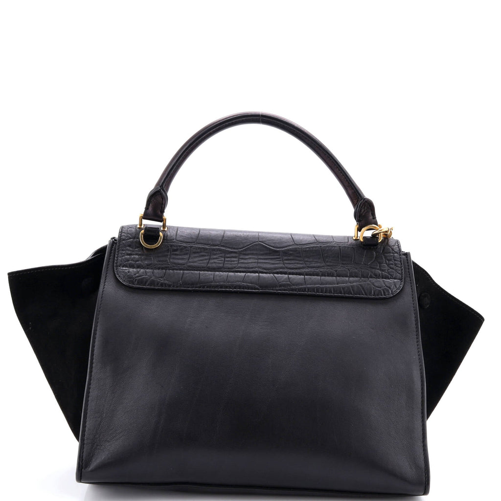Trapeze Bag Crocodile Embossed Leather Medium