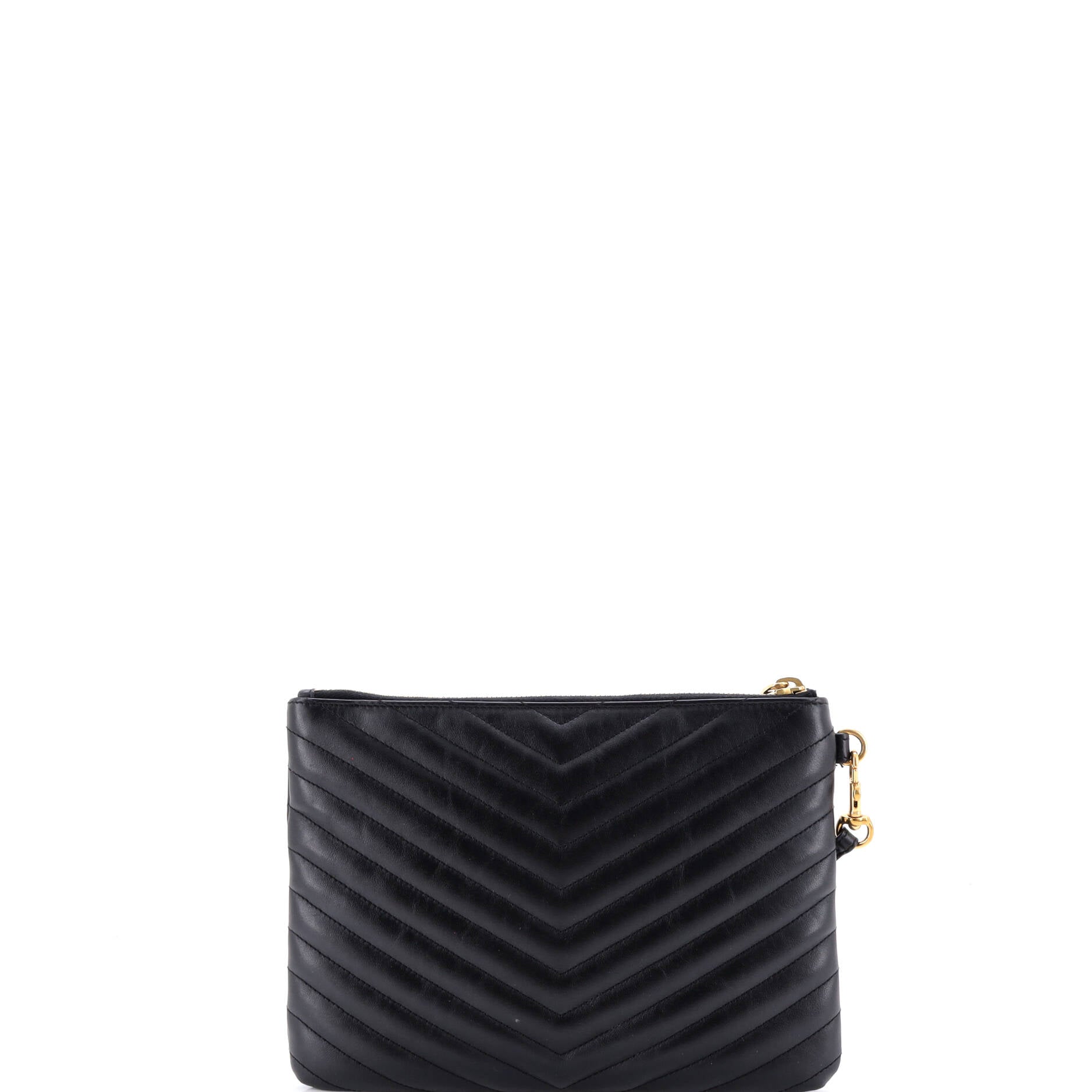 Classic Monogram Wristlet Pouch Matelasse Chevron Leather Small