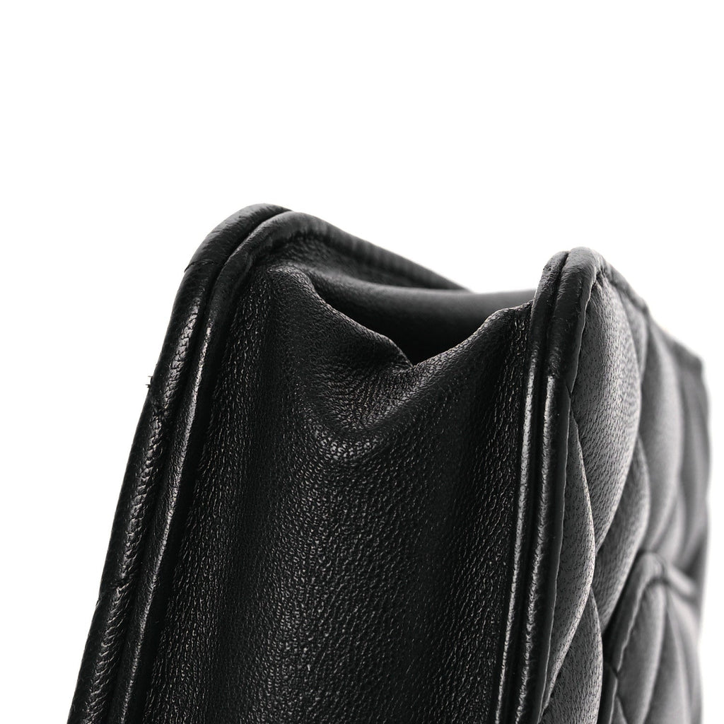 Lambskin Quilted Wallet On Chain WOC Black