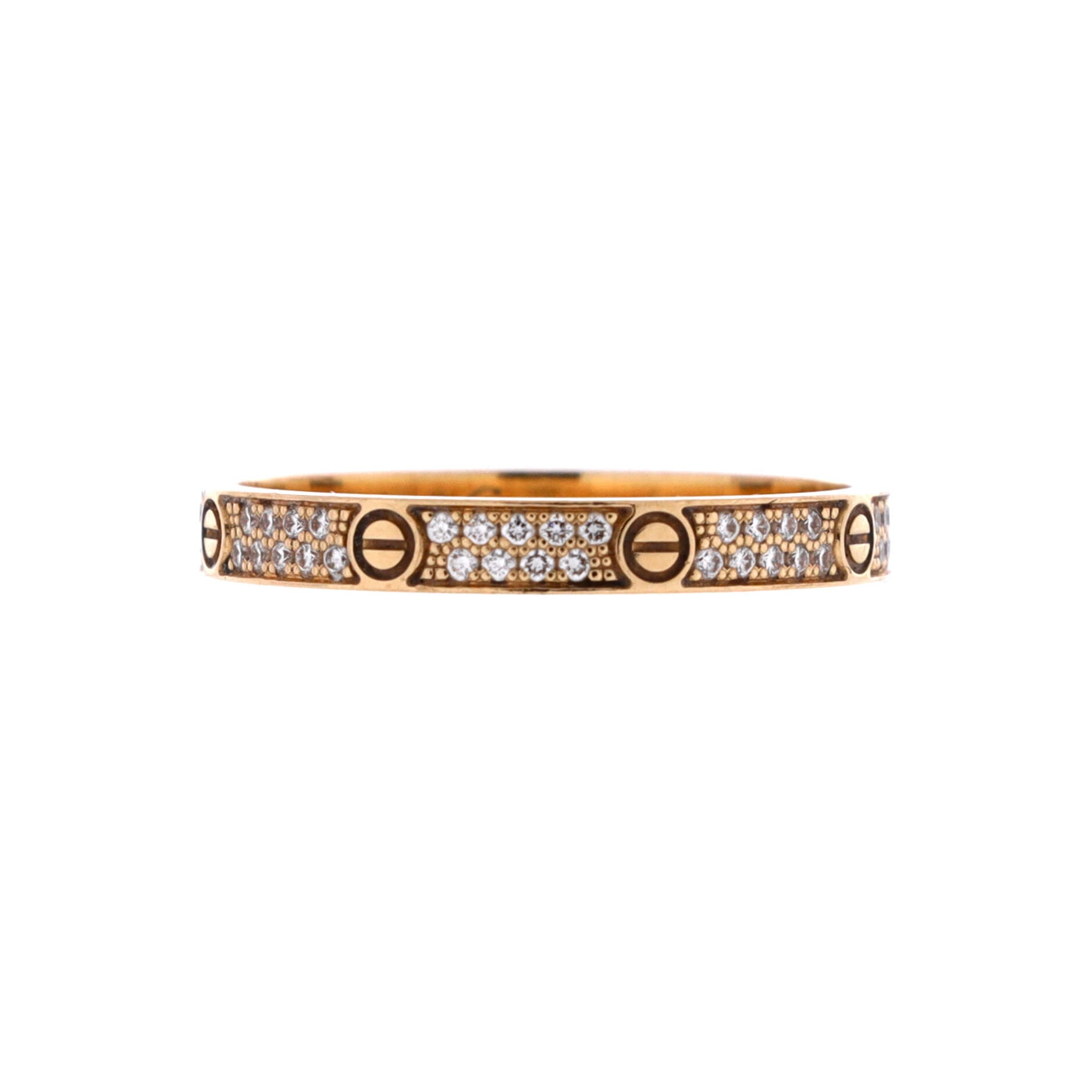Love Wedding Band Pave Diamonds Ring 18K Yellow Gold and Diamonds Small